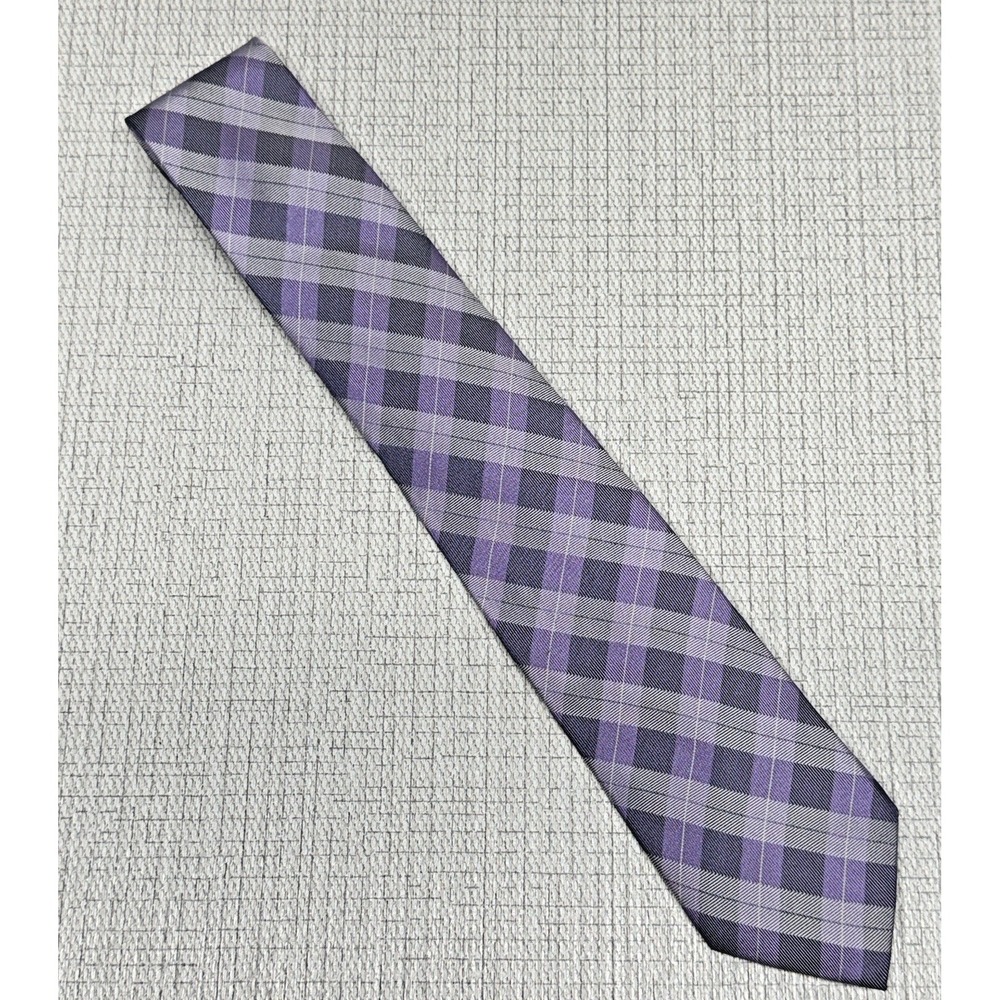Banana Republic Tie Mens Purple Plaid Silk Necktie Professional Preppy Business‎